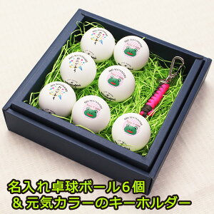 <最短お届け(即日発送)> 卓球ボール 6個 & キーホルダー 【元気カラー パラコード】 ジャパントップクリーントレ球 / 卓球 ボール 名入れ ピンポン玉 贈り物 ギフト プレゼント 記念品