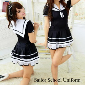 学生 セーラー服 風 コスチューム 半袖 ワンピース/ショーツ