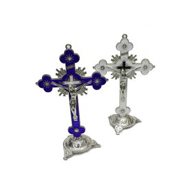 十字架 キリスト 置き物 インテリア オブジェクト ブルー/ホワイト 14cm×8.5cm