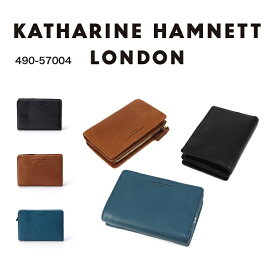 【あす楽】 KATHARINE HAMNETT キャサリンハムネット 二つ折り財布 札入れ 小銭入れ ミドル 折り財布 ミドルウォレット カード収納 牛革 軽量 スマート スリム シンプル おしゃれ 男女兼用 490-57004 【父の日】 【ギフト】【最強開運日】【謹賀新年】