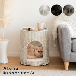 猫ちぐらサイドテーブル ラタン キャットハウス ペット用品 ねこ サイドテーブル ガラステーブル ペットハウス キャットラック 猫用ちぐら 猫グッズ 猫用家具 ペット家具 ベッドサイド ソ