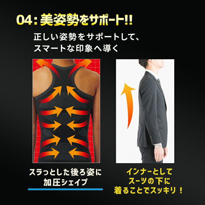 楽天市場 加圧シェイプタンクトップ 宅配便対象 加圧 タンクトップ ののじ公式 ブラック L M メンズ インナー スポーツ ボディライン 上半身 肩 サポート 背筋 筋トレ ウエスト 引き締め ののじ公式 楽天市場店