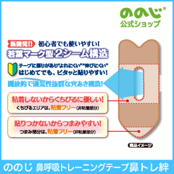 ののじ鼻トレ絆 口閉じテープ 21枚入 × 12 鼻呼吸習慣でぐっすり、すっきり『ののじ 鼻トレ絆（21枚入