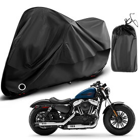 バイクカバー四季対応 に適用ハーレーダビッドソン スポーツスター XL1200X フォーティエイト オートバイカバー 防水 紫外線防止 盗難防止 バイク用車体カバー 防雨防雪防塵 凍結防止 全天候型保護 バイク カバー 引き裂きに強い 耐久性 ロック穴有り 収納バッグ付き(黒)
