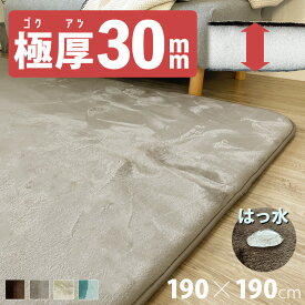 SALE 7280円→6980円 【撥水・防汚】 厚み 30mm 3cm 190×190cm ラグマット ラグ 撥水加工 厚手 送料無料 正方形 さらさら 絨毯 滑り止め カーペット 2畳 北欧 フランネル はっ水 防汚 撥水 190 ふわふわ 無地 モノトーン ライト グレージュ ベージュ 韓国インテリア 冬