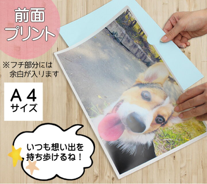 楽天市場 ネコポス便 送料350円 5枚以上で送料無料 オリジナルクリアファイル オーダーメイド クリアファイル 写真 プリント オリジナル グッズ 1枚 からok 記念 プレゼント 出産祝い 子ども 孫 ペット 思い出 入園 卒園 旅行 ノベルティ 部活 イベント 印刷加工