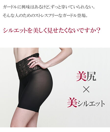 【メール便送料無料】ストレスフリーウエストシェイプレースハイウエストロング加圧下着ヒップアップガードル