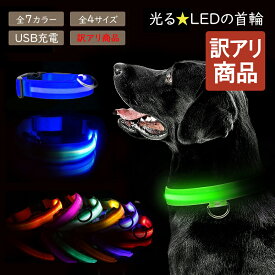 【訳アリ商品】 充電式 ペット 光る首輪 犬 LED S M L XL サイズ キラキラ光るバンド LEDライト アームバンド 夜間 散歩 お出かけ 簡単装着 ジョギング ウォーキング きらきらバンド 事故防止 交通安全 ペット用品 子犬 中型犬 メール便送料無料