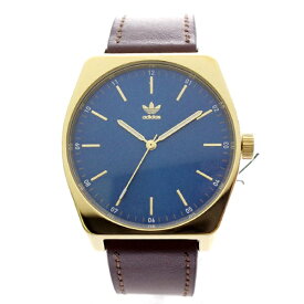 Adidas アディダス 時計 メンズ レディース 腕時計 男女兼用 プロセス ゴールド ブルー文字盤 茶色 レザー 革 CJ6352ユニセックス ペアにおすすめ 誕生日 ギフト 内祝い 父の日 お祝い