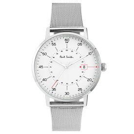 1本限り　ポールスミス 時計 メンズ 腕時計 ホワイト文字盤 シルバー メッシュベルト P10075 ビジネス 男性 時計 誕生日 ギフト 内祝い 母の日 お祝い