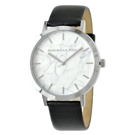 クリスチャンポール 時計 メンズ レディース 腕時計 43mm ホワイトマーブル 大理石柄 ブラックレザー MR-05 ビジネス カップル ユニセックス 男女 時計 誕生日 ギフト 記念日 内祝い 母の日 お祝い