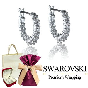ラッピング済 ギフトセット スワロフスキー 純正ショッパー付き ピアス レディース フープ Vittore 上品 両耳ピアス シルバー ホワイト ブランド アクセサリー 女性 彼女 妻 母 プレゼント ギ