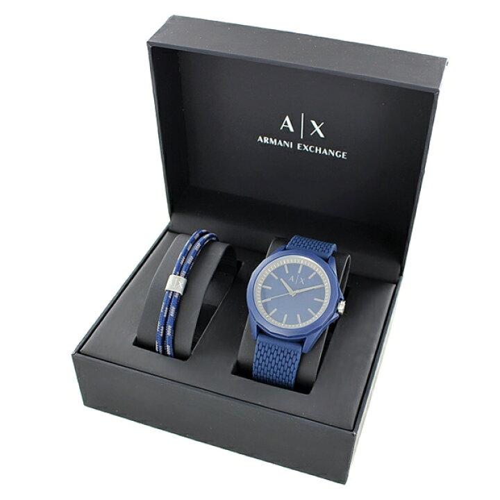 楽天市場 ギフトセット 男性 プレゼント メンズ 腕時計 ブレスレット付 アルマーニエクスチェンジ 彼氏 お父さん 父親 お祝い 贈り物 アクセサリー ブルー 時計 シリコン ラバーベルト 合格 入学 卒業 社会人 記念日 母の日 父の日 22 ペアウォッチ 腕時計 ノップル