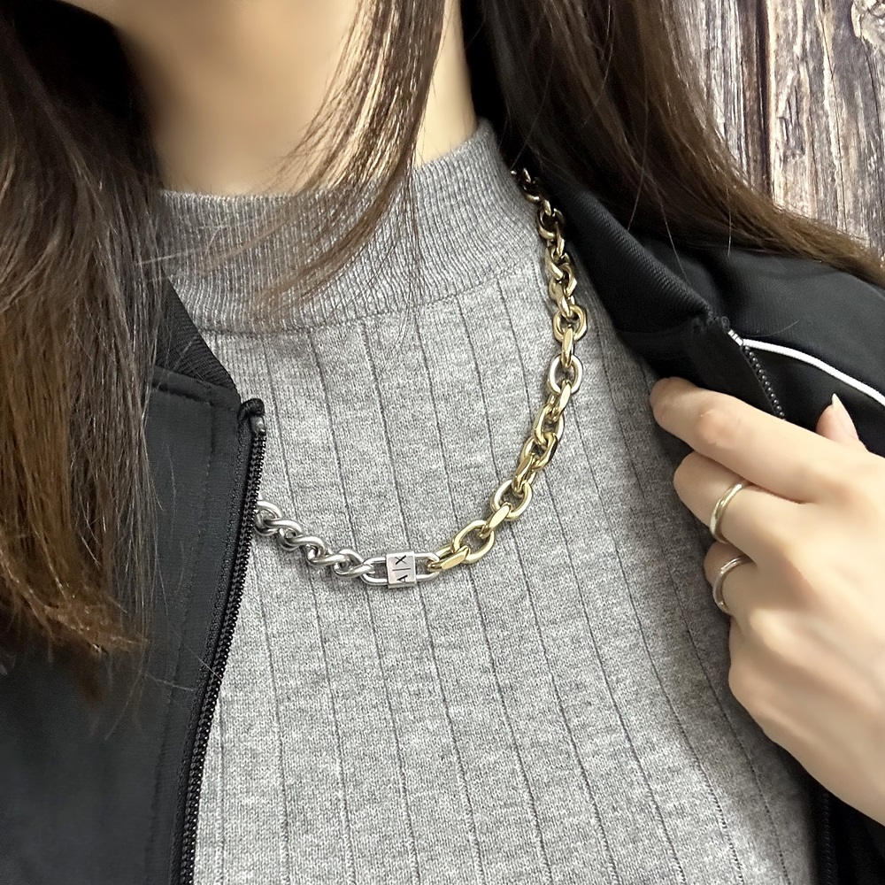 Two-Tone Steel アクセサリー Armani NECKLACE お洒落無限大。 AXG0113710 Chain Exchange Necklace Necklace Steel