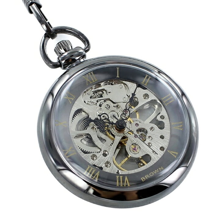 楽天市場 誕生日 懐中時計 選べる5カラー 手巻き おしゃれ 中が見れる 透明 Brown チェーン付き ゴールド ポケットウォッチ 合格 入学 卒業 社会人 記念日 クリスマス プレゼント 22 ペアウォッチ 腕時計 ノップル