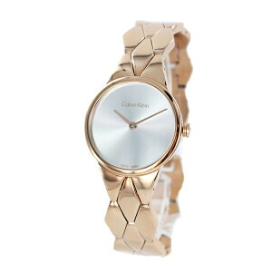訳あり BOX無し 収納ケース付き 1本用 CALVIN KLEIN カルバンクライン 時計 レディース 腕時計 手表 スネーク シルバー文字盤 ローズゴールド ブレスレット ウォッチ 大人 おしゃれ K6E23646 誕生日