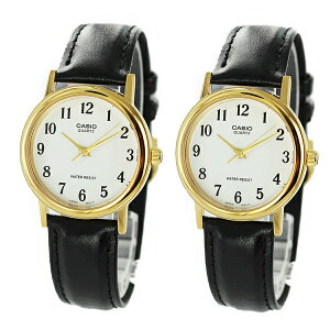 【時計&アクセ収納ケースつき!】カシオ 腕時計 手表 おそろい 2本 レトロなペアウォッチ シンプル アナログ 黒レザー 革のベルト MTP-1095Q-7BMTP-1095Q-7B 記念日 クリスマスプレゼント ランキ