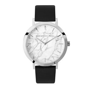 日本正規品 クリスチャンポール 腕時計 手表 メンズ 父の日 レディース 母の日 誕生日 プレゼント マーブル 黒 革ベルト ブラック 仕事用 おしゃれ ブランド 時計 結婚祝い 女友達 20代 30代