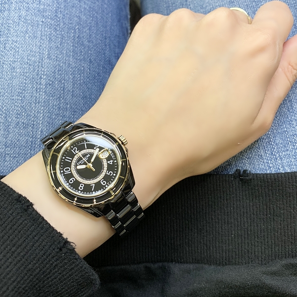 【楽天市場】COACH コーチ 時計 レディース 腕時計 プレストン ブラック セラミック ブレスレット こーち 女性用 とけい  14503461（W1653） 誕生日 お祝い ギフト 合格 入学 卒業 社会人 記念日 母の日 2022: ペアウォッチ 腕時計 ノップル