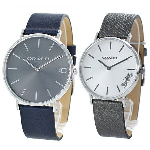 【ペア収納BOX付き!】コーチ ペアウォッチ 腕時計 手表 2本 大人 落ち着いたカラー シンプル ダークネイビー メタリックグレー レザー 1460215014503155 カップル 男女 ペアセット 誕生日 ギフト