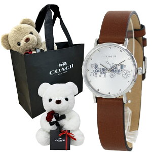 くまさんラッピング ショッパー付き コーチ 腕時計 手表 レディース 時計 女性 誕生日 プレゼント 贈り物 女友達 ギフト 女の子 プレゼント 10代 20代 彼女 妻 姪っ子 高校生 ぬいぐるみ イン