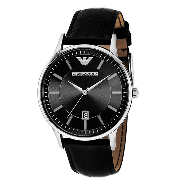 プレゼント 男 30代 40代 50代 60代 エンポリオアルマーニ メンズ 腕時計 カレンダー 日付表示 ブラック 革 ベルト 合格 入学 卒業 社会人 記念日