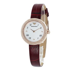 フォーマル 上品 女性 彼女 母 プレゼント 腕時計 レディース エンポリオアルマーニ ピンクゴールド レッド レザー 革ベルト 内祝い 母の日 お祝い