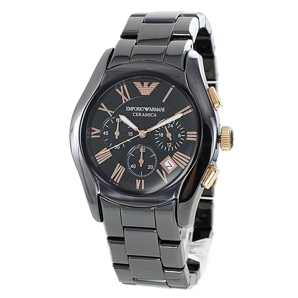 エンポリオアルマーニ 時計 メンズ 腕時計 セラミカ クロノグラフ セラミカ ブラック ゴールド AR1410 ビジネス 男性 時計 誕生日 ギフト  記念日 卒業 入学 お祝い | ペアウォッチ 腕時計 ノップル