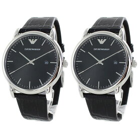 腕時計 おそろい ペア ギフト 30代 40代 50代 プレゼント エンポリオアルマーニ ペアウォッチ メンズ レディース ブラック レザー ブランド 時計 内祝い 父の日 お祝い