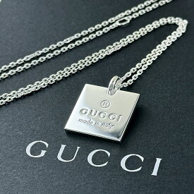 GUCCI グッチ ネックレス メンズ レディース シルバー925 スクエア プレート チェーン ペンダント シンプル おしゃれ 結婚式 結婚記念日 プレゼント 妻 彼女 誕生日プレゼント 女性 母ギフト チェーンネックレス ジュエリー 成人 卒業 入学