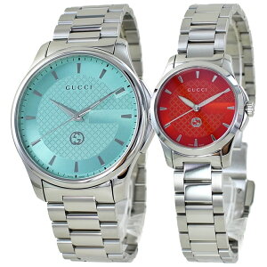 ペアウォッチ グッチ ペア 腕時計 手表 婚約 結婚 記念日 両親 プレゼント 高級時計 GUCCI Gタイムレス メンズ レディース お揃い カップル ペアギフト ターコイズブルー コーラルレッド ブレ