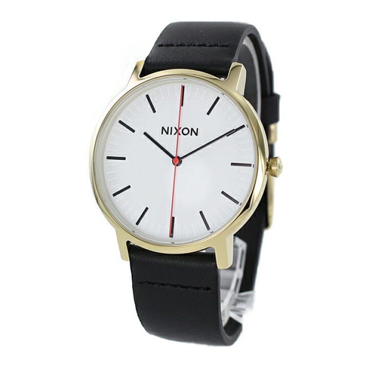 NIXON ニクソン 時計 メンズ 腕時計 Porter ポーター 40ミリ ゴールド ホワイト ブラック レザー 革ベルト  A10583157 ビジネス 誕生日 お祝い ギフト 合格 入学 卒業 社会人 記念日 ペアウォッチ 腕時計 ノップル