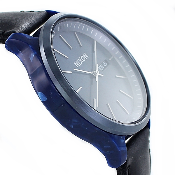NIXON ニクソン 時計 メンズ 腕時計 The Sentry セントリー デイデイト 42ミリ ブルー ブラック レザー 革ベルト  A12633168 ビジネス 誕生日 お祝い ギフト 合格 入学 卒業 社会人 記念日 母の日 2022 | ペアウォッチ 腕時計 ノップル