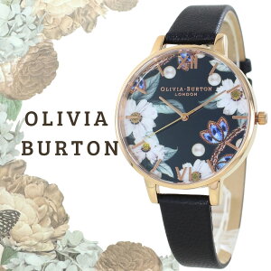 オリビアバートン 腕時計 レディース かわいい ブラック レザーベルト 花柄 小さい 時計 シンプル おしゃれ カジュアル ビジネス 大学生 20代 30代 40代 ご褒美 女性 彼女 妻 母 記念日 誕生日