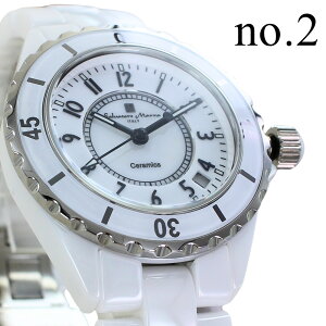 ラッピング済 ギフトセット サルバトーレマーラ メンズ 腕時計 純正ショッパー付き アラビア数字 セラミック ベルト ブラック ホワイト ブランド 時計 プレゼント ギフト 記念日 誕生日 ビ