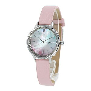 虹色 シェル ピンクレザー 女性 プレゼント 北欧 おしゃれ レディース 腕時計 手表 小ぶり 大人 シンプル スカーゲン アニタ ウォッチ 誕生日 ギフト ポイント消化 クリスマスプレゼント ラ