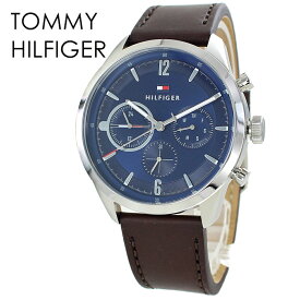 TOMMY HILFIGER トミーヒルフィガー 腕時計 メンズ 男性 かっこいい 見やすい 父 おしゃれ ブランド 感謝 誕生日 男友達 ギフト 贈り物 レザーベルト ウォッチ ブラウン ブルー文字盤 プレゼントに最適 内祝い 父の日 お祝い