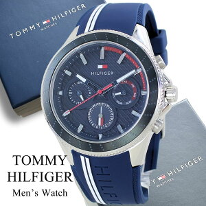 トミーヒルフィガー 腕時計 手表 メンズ 父の日 おしゃれ シンプル スポーティ 大きい文字盤 ブルー 軽い シリコン ラバー ブランド メンズ腕時計 アナログ腕時計 時計 仕事用 男性 ビジネス