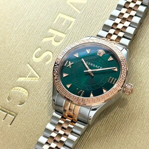 ヴェルサーチ ヴェルサーチェ 腕時計 レディース アイコニック グリーン コンビブレス スイスメイド ブランド 高級 おしゃれ 誕生日 結婚記念日 お祝い ギフト プレゼント VERSACE 時計 クリス