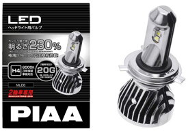 PIAA バイク用ヘッドライトバルブ LED 6000K 高速走行ロングビーム High1400／Low1000lm（純正比230％） H4 高耐震性能20G 3年保証 1個入 MLE6