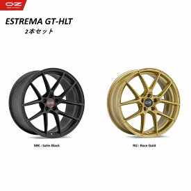 新商品！　OZ Racing ESTREMA GT-HLT 18×9.0 30 5-114.3 サテンブラック / レースゴールド　オーゼット エストレマ ジーティーエイチエルティ アルミホイール単品 2本セット 前後4本購入で送料無料 センターキャップ アダプターリング付き