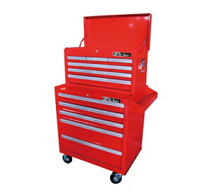 チェスト&5段ローラーキャビネット (レッド) RT44-310 キャスター付 収納 整備 工具 組立式 スチール 作業スペース ガレージライフ 車庫 倉庫 おしゃれ 家具