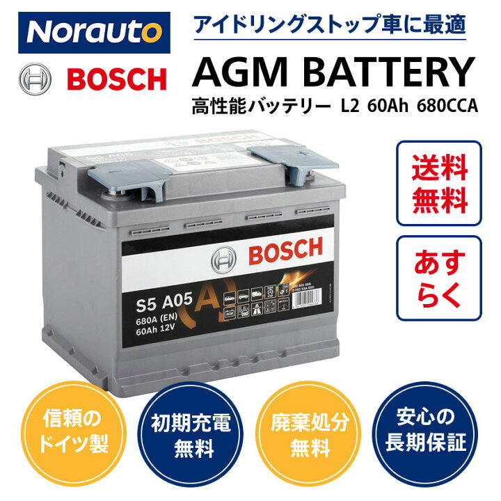 楽天市場 ボッシュ バッテリー ドイツ製 Bosch Agm 規格 L2 サイズ W242mm D175mm H190mm 60a 680cca 欧州車用 高性能 バッテリー 0092s5a050 S5a05 アイドリングストップ 車 カーバッテリー バッテリー本体 車のバッテリー Varta Ln2 Bosch Bla 60 L2 Norauto