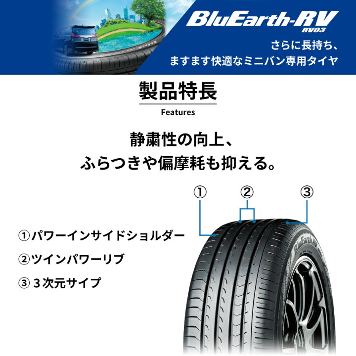 楽天市場】4本セット ヨコハマタイヤ ブルーアース RV RV03 R7232 245 