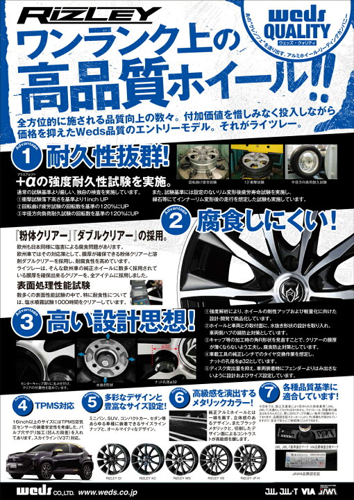 楽天市場】WEDS ホイール RIZLEY VS 15インチ 4.5J インセット45 4穴 