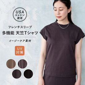 【在庫一掃 クーポン利用で70%オフ！】 フレンチスリーブ 多機能 天竺 Tシャツ レディース トップス 半袖 無地 イージーケア UVカット ストレッチ 夏 カジュアル レギュラー丈 クルーネック ワンピース インナー 綿 春 S/M/L/LL 2023ss nr005-23lsm