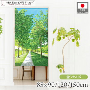 のれん 風景 景色 85cm幅 90cm丈 120cm丈 150cm丈 ショート ロング 選べる3サイズ タペストリー ポスター 新緑並木道 グリーン ブルー 山 森 レース おしゃれ 暖簾 ノレン 間仕切り カーテン