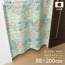 マルチスクリーン 88cm幅 200cm丈 ウィリアム モリス 飛燕草 ロング ロング丈 おしゃれ モダン 暖簾 ノレン 間仕切り カーテン 目隠し 玄関 階段 洗面所 部屋 仕切り 黄緑 名作 アート デザイン 幾何学 植物 花
