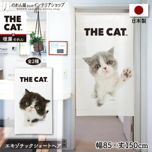 のれん 洋風 ネコ 猫 85cm幅 150cm丈 THE CAT エキゾチックショートヘア ブルー&ホワイト 暖簾 目隠し 間仕切りカーテン タペストリー ポスター ペットグッス ペットショップ