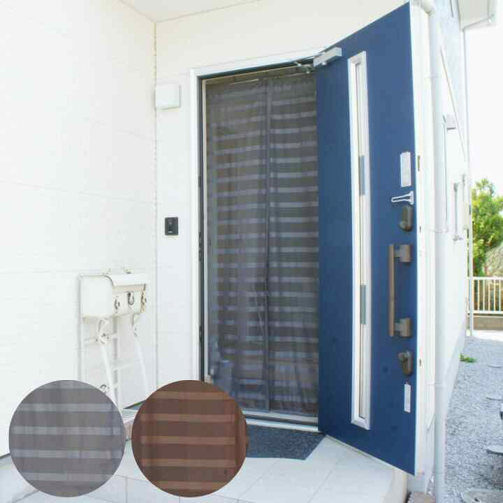 楽天市場 のれん ロング 玄関用カーテン 虫よけ 100cm幅 230cm丈 全2種類 おしゃれ 夏 グレー ブラウン レース のれん屋さんのインテリアショップ